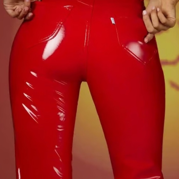 Oh Polly Red Latex Pants - Picture 2 of 4